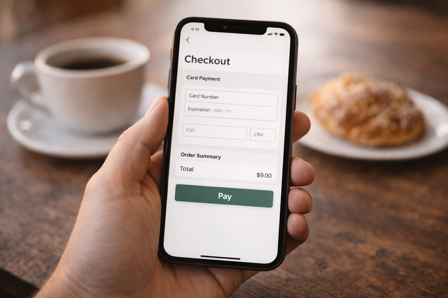 Nibble checkout and payment screen